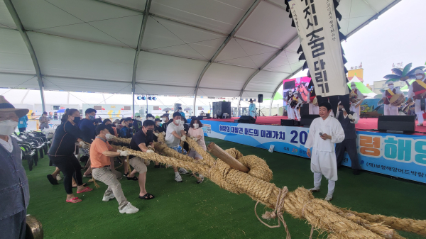 31일 보령에서 진행된 기지시줄다리기 시연행사 현장 사진