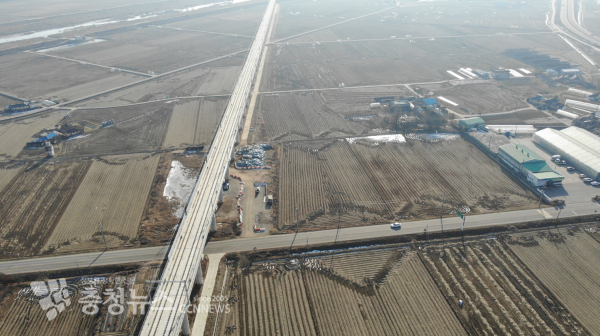 서해선 복선전철 삽교역 신설 예정부지 전경.