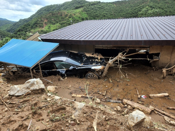 부여 거전리 지역 수해현장 모습