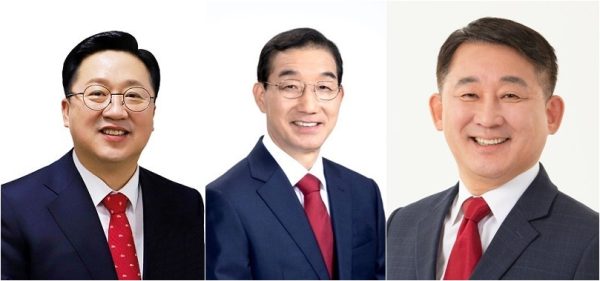 왼쪽부터 이장우 시장, 김광신 중구청장, 서철모 서구청장