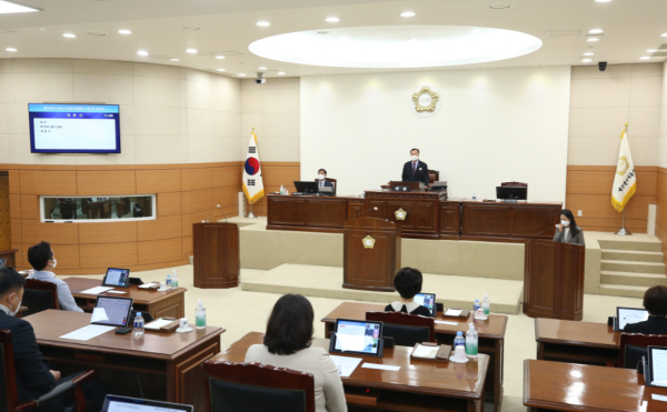 유성구의회 2022년도 마지막 정례회 개회식 모습