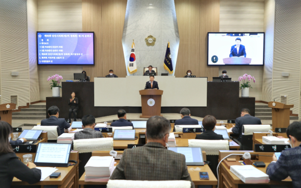 오성환 당진시장, 시정연설  모습