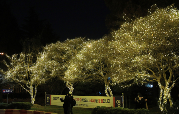 한남대 교내 성탄트리 점등 모습