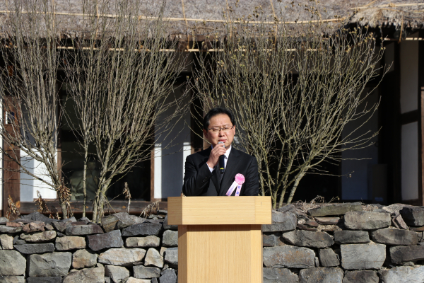 ’단재 신채호 선생 탄신 142주년 기념식‘에서 기념사 하는 강만희 대전지방보훈청장
