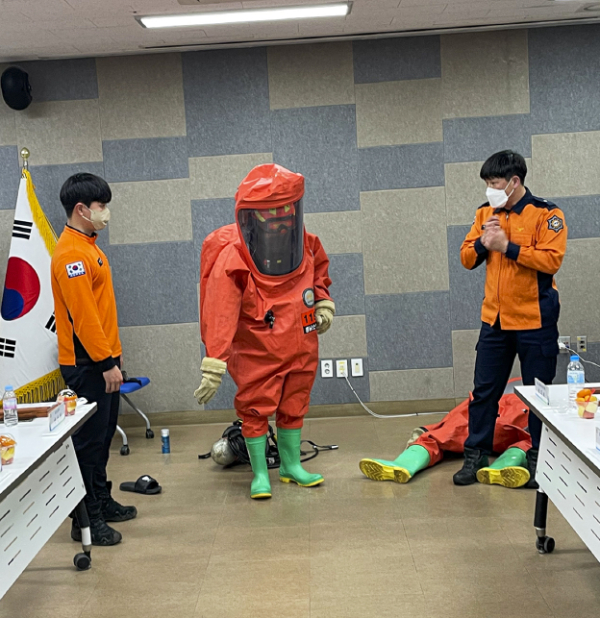 지난 15일 서산시보건소에서 열린 생물테러 대비 모의훈련 모습