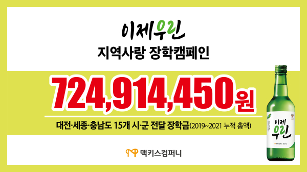 지역사랑 장학캠페인이 2019부터 2021까지, 누적 총액 724,914,45원