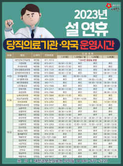 연휴기간 당직의료기관 및 약국 안내(태안군 카드뉴스).