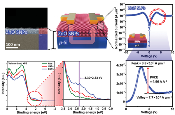 NDR 소자 모식도 및 전자현미경 이용 소자구조 측정결과