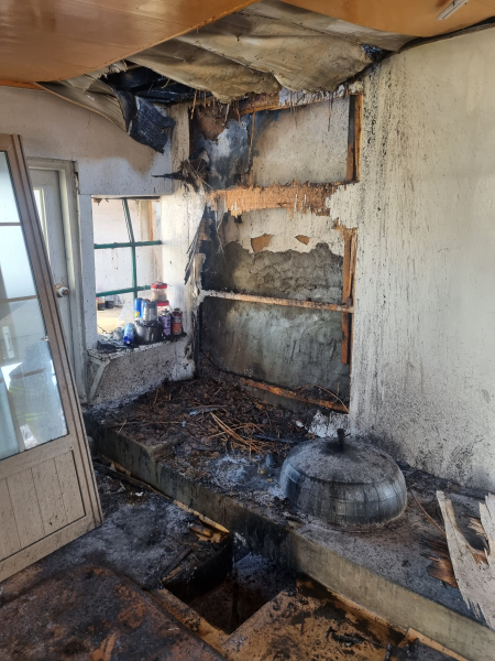 초기 화재진압한 현장