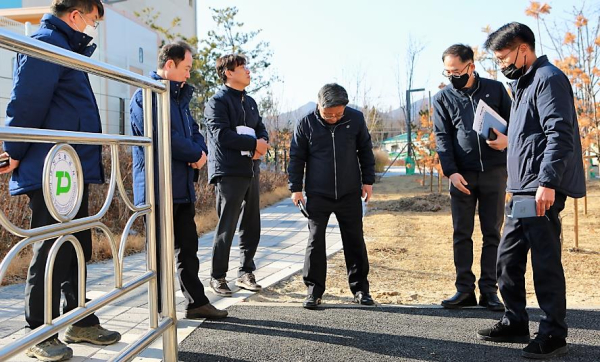 구암역 환승주차장 무장애 보행자통로 공사 현장 점검