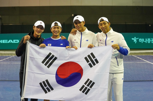 (왼쪽부터) 권순우, 홍성찬, 남지성, 송민규 선수