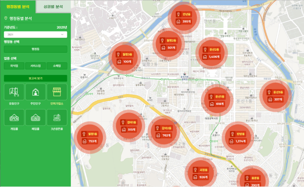 대전 서구 창업지원 데이터 서비스 포털 장면