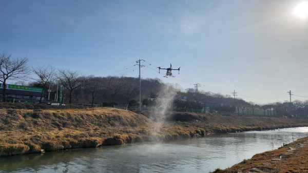 드론소독 모습