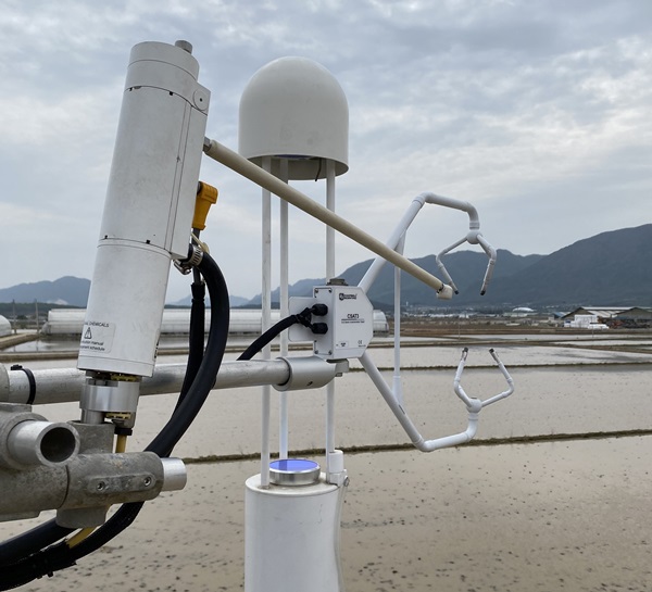 강원도 철원 논토양 현장에 설치된 와류공분산법 적용 메탄 플럭스 관측 시스템