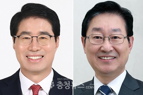 (왼쪽부터) 국민의힘 양홍규 서구을당협위원장, 더불어민주당 박범계 국회의원