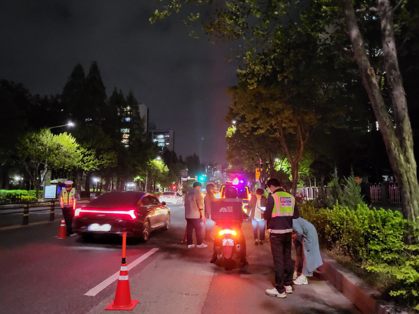 지난 17일 둔산동 국화삼거리 일대 관계기관 합동단속 장면