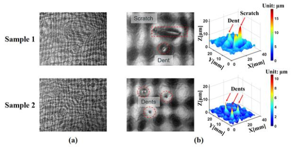 표면이 울퉁불퉁하고 반사율이 낮은 연료전지 샘플의 측정결과