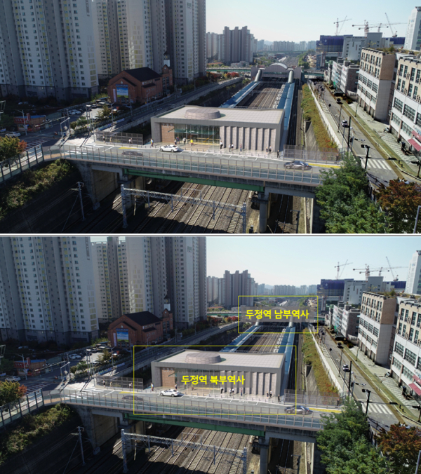 두정역 북부출입구 조감도 / 우물의 형태적 기능과 패턴을 재해석하여 두정역에 관문의 이미지를 상징적으로 표현