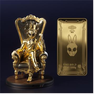 디지털 아트와 한국조폐공사 골드바가 결합된 NFT 아트 골드바 이미지 (골드바 1000g)