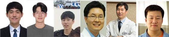 왼쪽부터 전자정보공학과 황한정 교수, 석사과정 김우진 대학원생, 박사과정 이윤성 대학원생, 고려대학교 구로병원 이비인후·두경부외과 송재준 교수, 고려대학교 의과대학 최혁 교수, 뉴라이브 홍기환 연구원