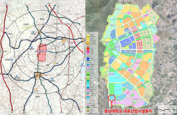 충남대학교 내포산업시설용지 위치