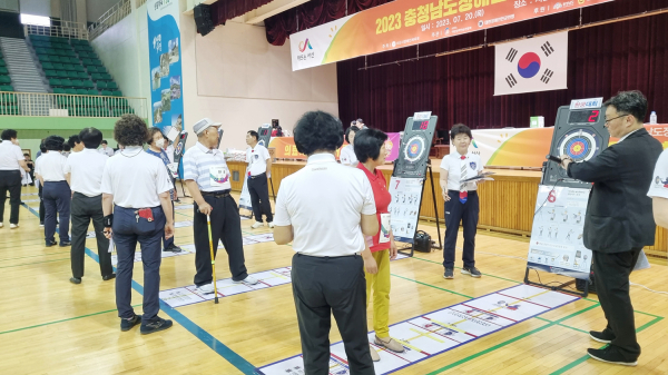 지난 20일 서산시민체육관에서 열린 2023 충청남도 장애인 어울림 체육한마당 모습