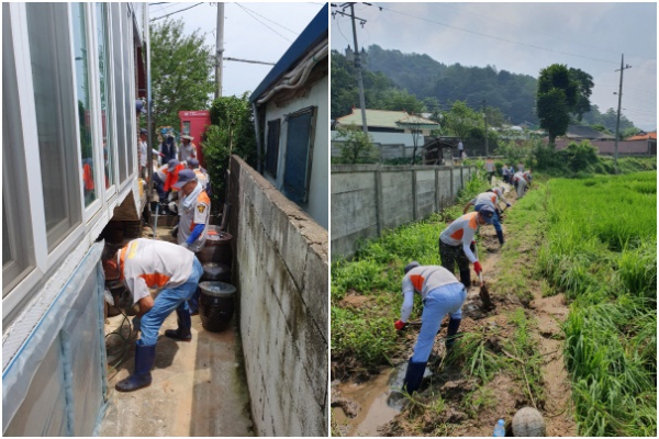 의용소방대, 논산지역 피해 주민 일상 복귀 봉사활동 모습