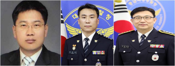왼쪽부터 길재식 신임 중부서장, 윤동환 신임 서부서장, 송재준 신임 유성서장