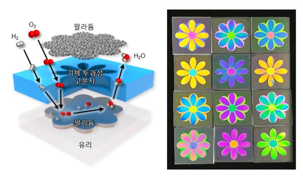 수소 감응형 변색 센서 구조 모식도