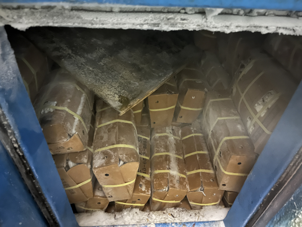 선수 창고에서 발견된 꽃게 박스