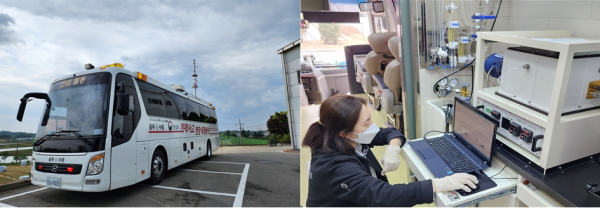 현장측정분석차량과 산업단지 대기 모니터링 모습