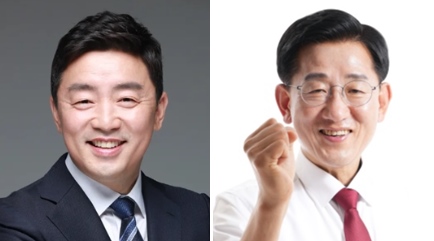 (왼쪽부터)강훈식 국회의원, 전만권 아산을 당협위원장