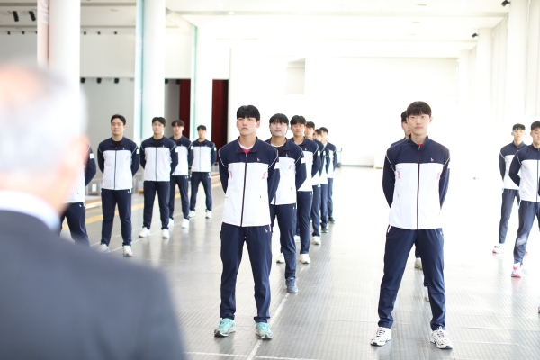 ‘제104회 전국체전 출정식'에서 총장 격려사 장면