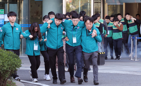 철도공단사옥에서 진행한 현장훈련 모습