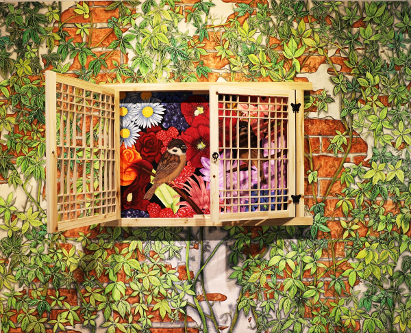 최지혜, 피어나다, 130x162cm, 백토에 채색, 설치, 2023