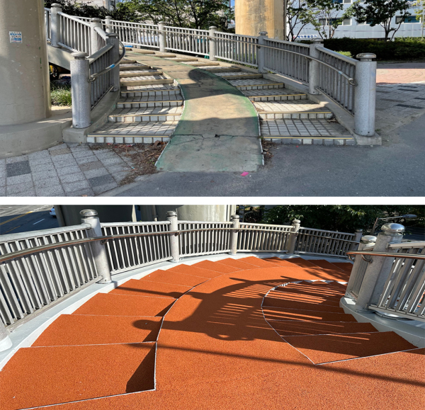 사진은 오정 보도육교 공사 전·후 모습.