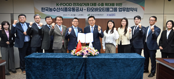 한국농수산식품유통공사-알리바바 타오바오·티몰그룹 MOU 체결식 모습