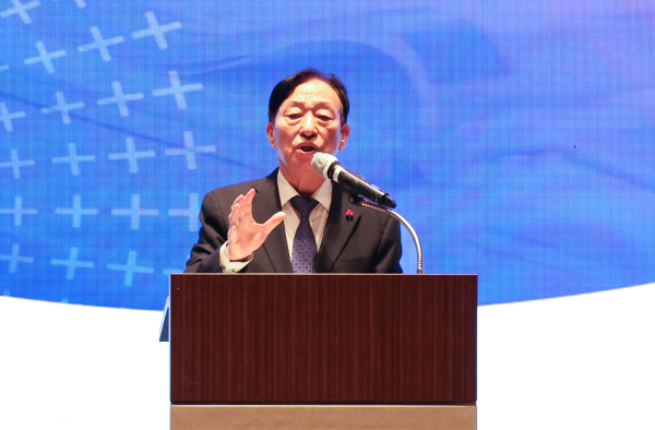 2023년 대전교육정책 워크숍에서 인사말 하는 설동호 교육감