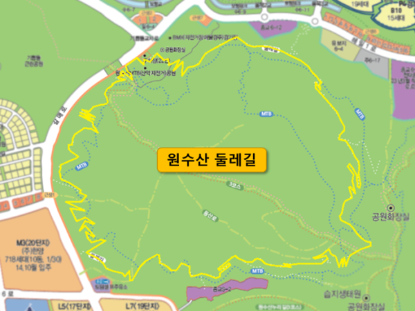 원수산 둘레길 노선
