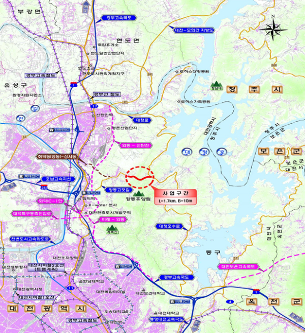 장동~이현 간 도로 신설 위치도