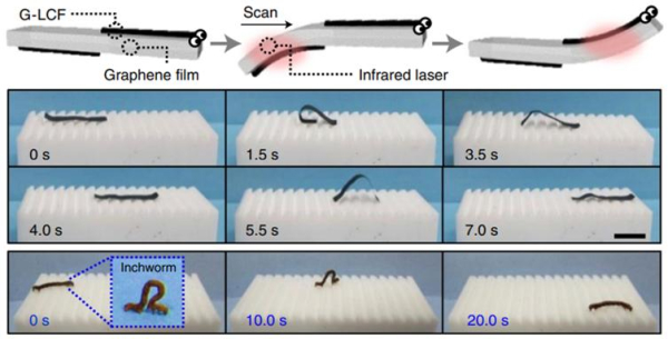 헤라클레스 인공근육이 인공 관절, 인공 손가락, 인공 자벌레 등 소프트 로봇 분야에 활용된 모습
