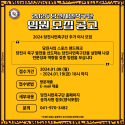충남당진시민축구단, 법인 임원 공개 모집