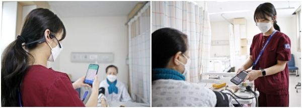 중부권 최초 ‘음성 전자간호기록(VOICE ENR)’ 시스템 도입 모습