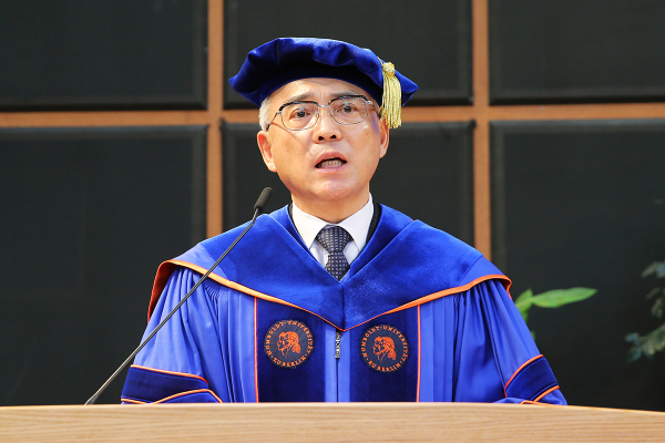 4일 오전 목원대 채플에서 진행한 2024학년도 신입생 입학식 모습.