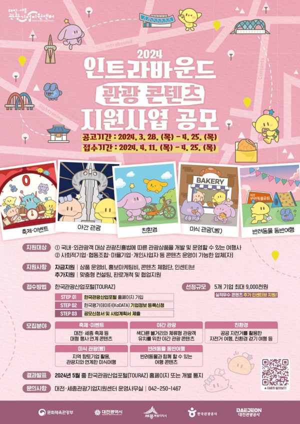 2024 인트라바운드 관광 콘텐츠 지원 사업’ 공모 안내문