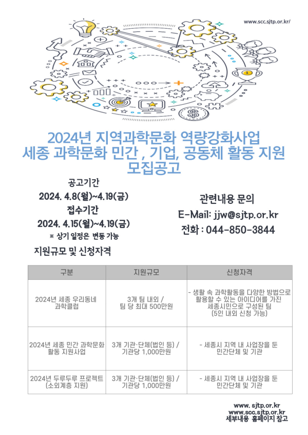 2024 지역과학문화 주체발굴 및 활동 지원 공모 웹포스터