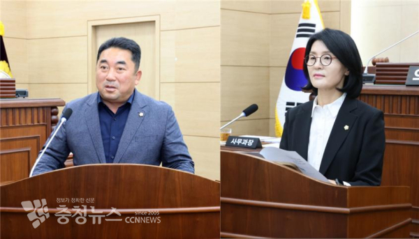 이청환 의원 시정 질의, 김미정 의원 5분 발언 모습