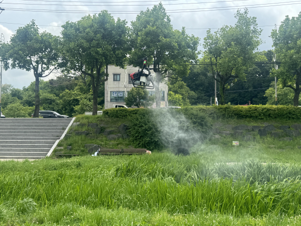 드론 방역소독 진행 모습