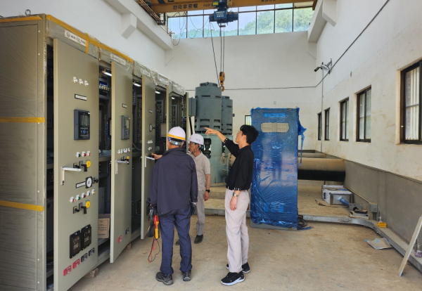 이인면 만수 배수장 임시 복구 완료 모습