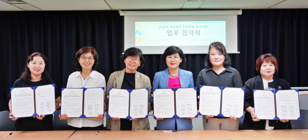 11일 ‘양성평등친화마을 조성 사업’에 참여하는 5개 단체와 업무협약식을 진행했다.